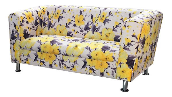 Pohovka dvojsedačka Jasmine II (biela + žltá)