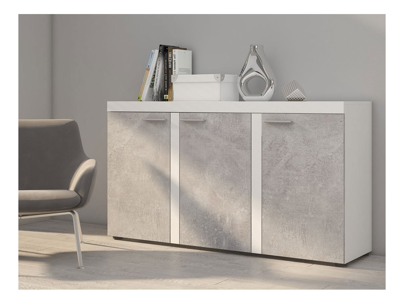 Komoda Rokara 2 (bijela + beton)