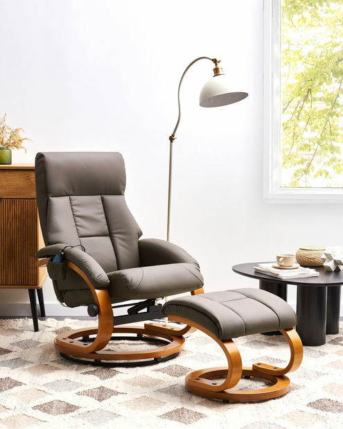 Masážne kreslo FARTE (umelá koža) (hnedá)