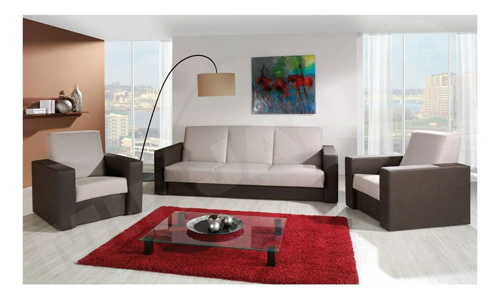 Sedacia súprava 3 + 1 + 1 Perfekt II (hnedá + béžová) *bazár