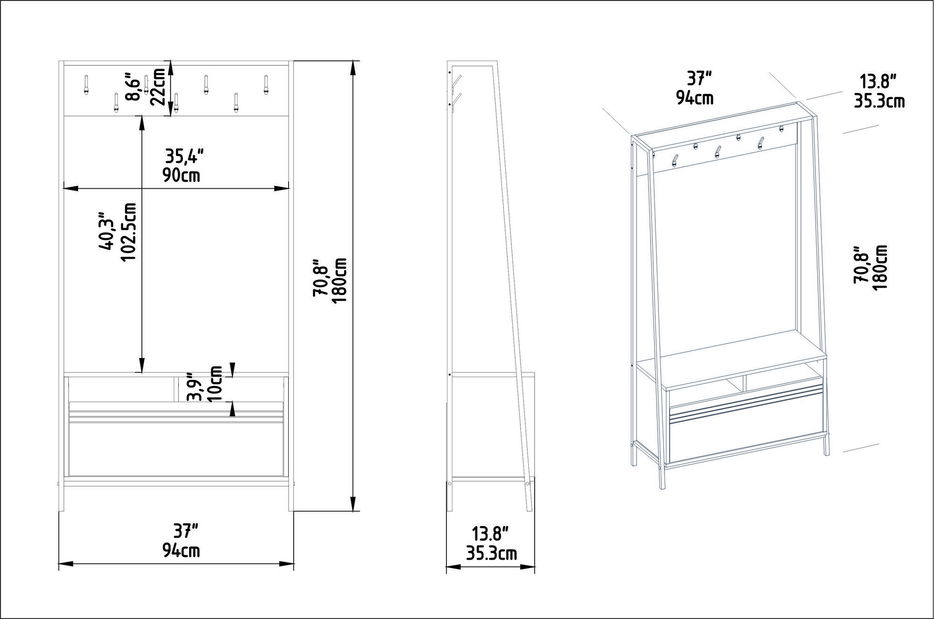 Set za predsoblje Dudulo (bijela)