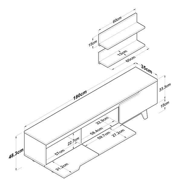 Mobilier living Mitevu 8 (alb + Nuc) 