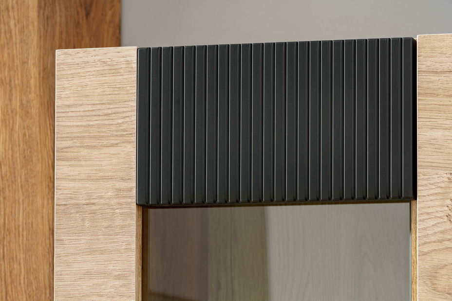 Obývacia stena Aruno AR-K (dub ribbeck + čierna) (s osvetlením) (s biokrbom)