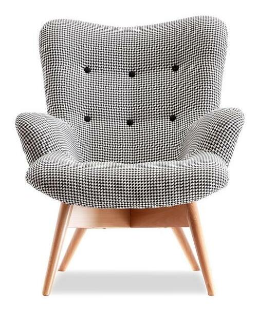 Fotoliu de design Florentino (alb negru + nuc)