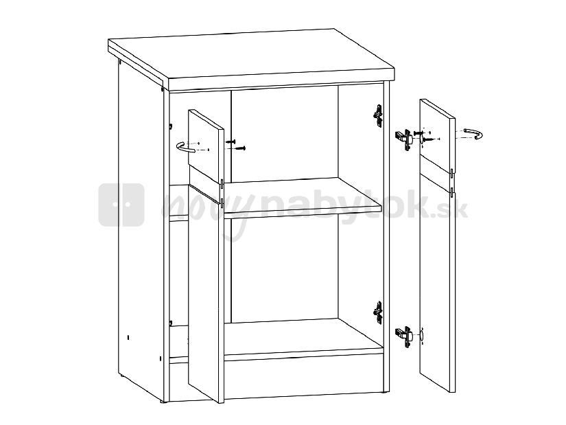 Dulap inferior de bucătărie Junona line D2D/60/82 (gri wolfram + Alb lucios)