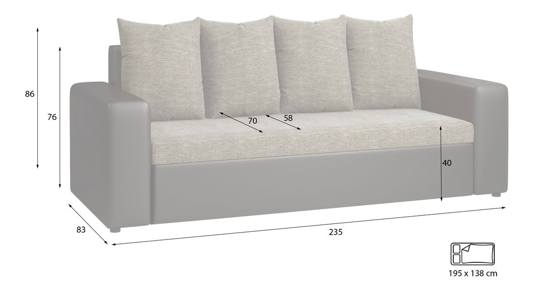 Pohovka trojsedačka Monarda (béžová + hnedá)