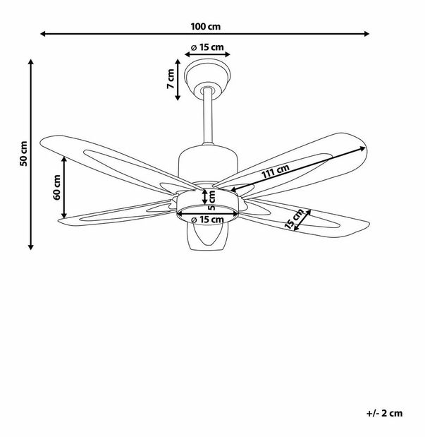 Stropný ventilátor so svetlom Coty (strieborná)