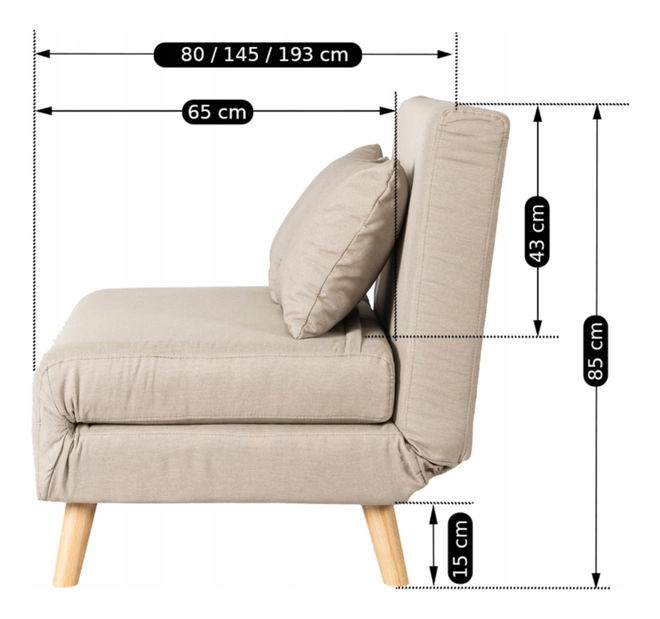 Fotoliu extensibil Motecacleta 2 (Bej) 