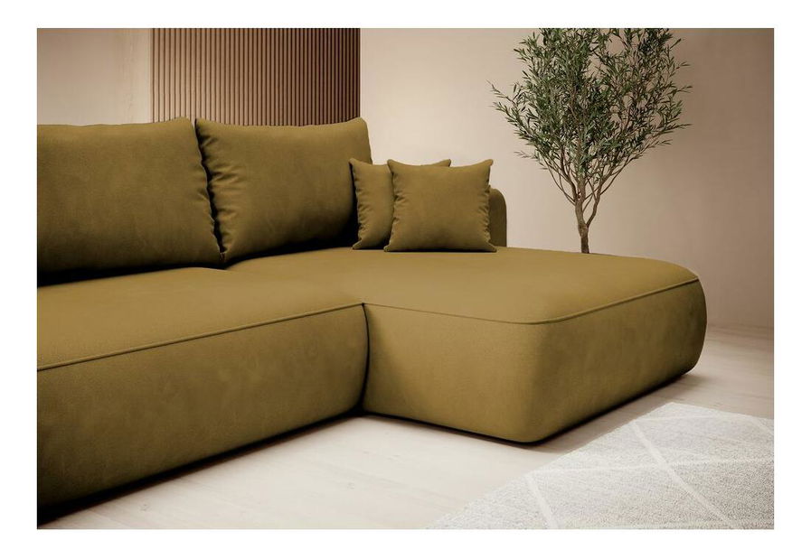 Rohová sedacia súprava Fergie (P) (zlatá + čierna)