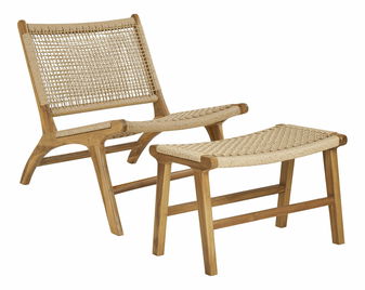 Scaun de grădină cu taburet Drateriaora 2 (natural)