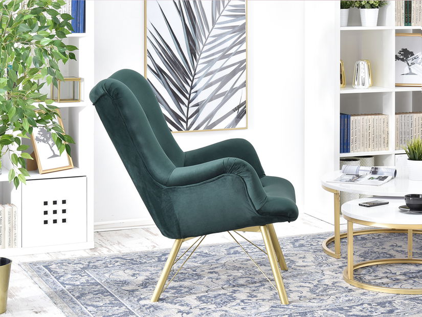 Relaxačné kreslo Dawntawn (zelená + zlatá)