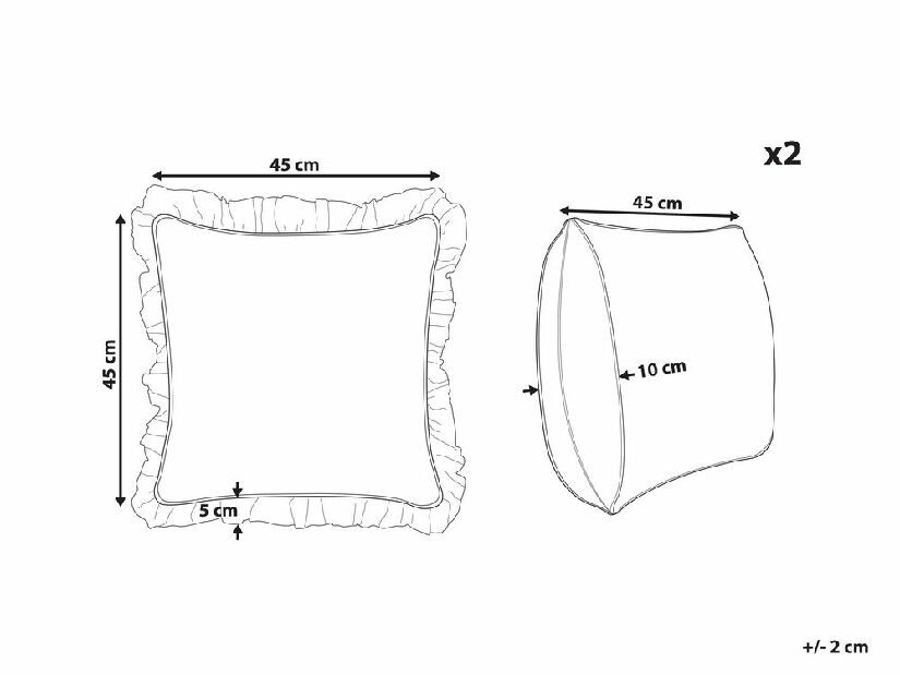 Sada 2 ozdobných vankúšov 45 x 45 cm Piera (biela)