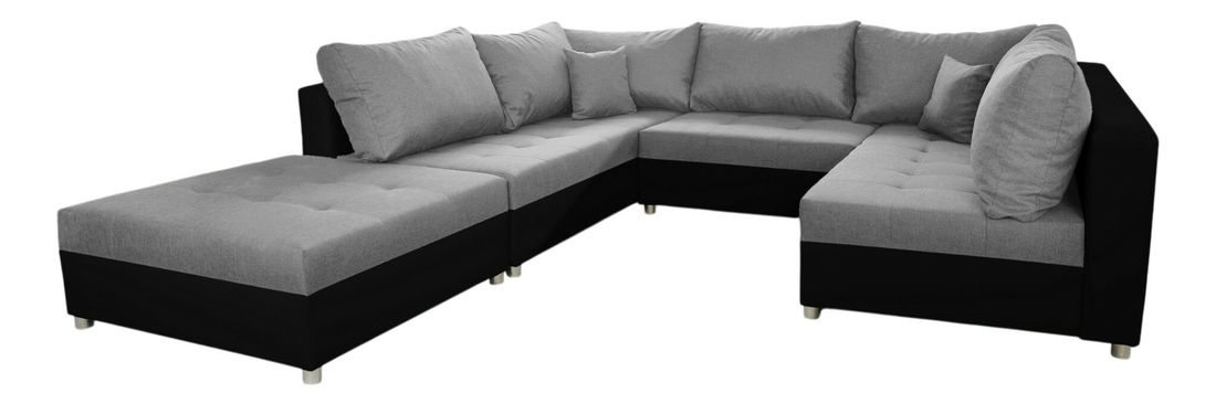 Rohová sedačka U Deron  (s taburetkou) (L) (sivá + čierna)