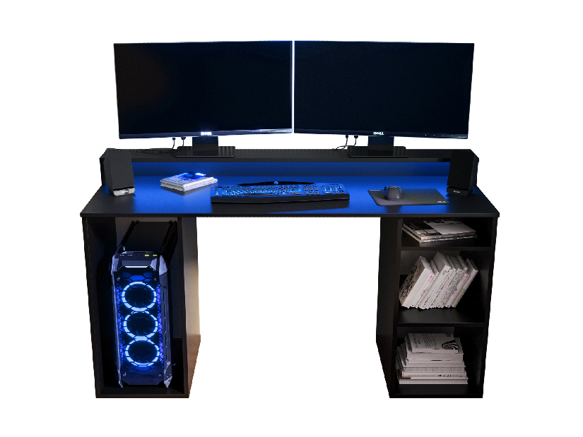 Sarok Gamer PC asztal Garrick 1 (fekete) (LED RGB világítással)