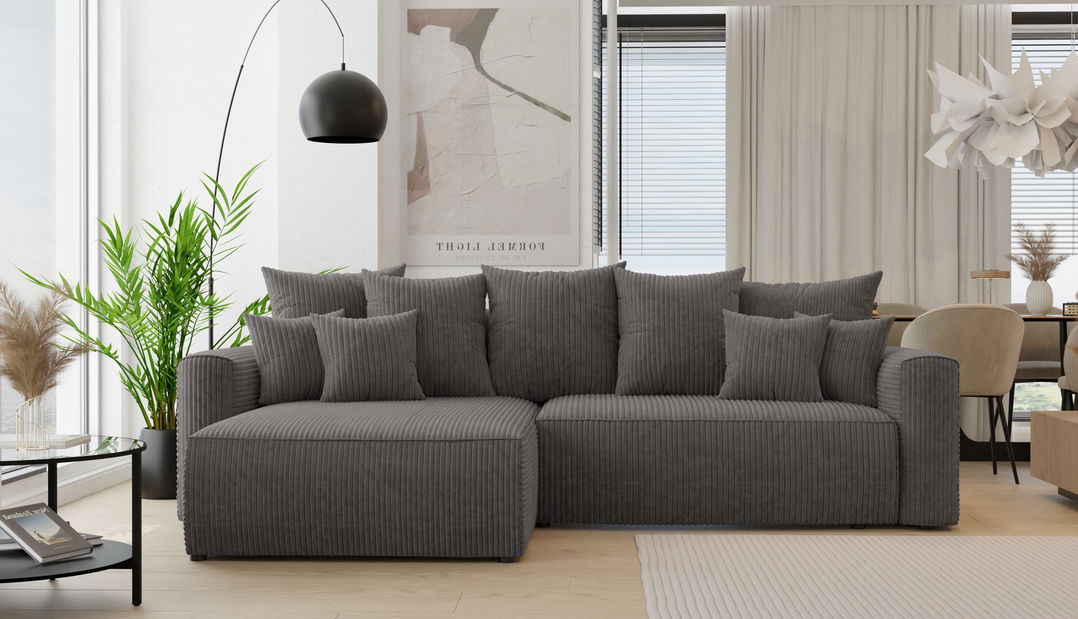 Rohová sedačka Baria (L) (sivočierna)