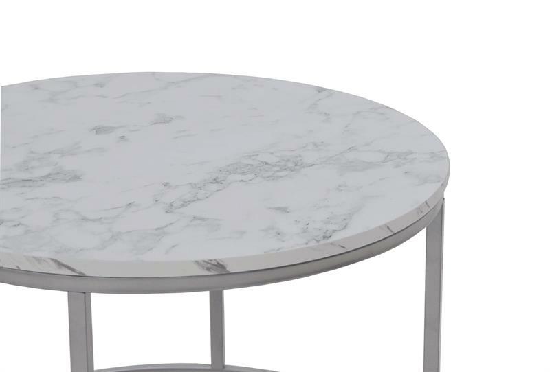 Set 2 kom. stolića za kavu Palea (mramor + srebrna)