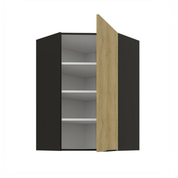 Dulap superior de bucătărie de colț Carminia 60x60 GN-90 1F (45) (stejar cremona + negru)