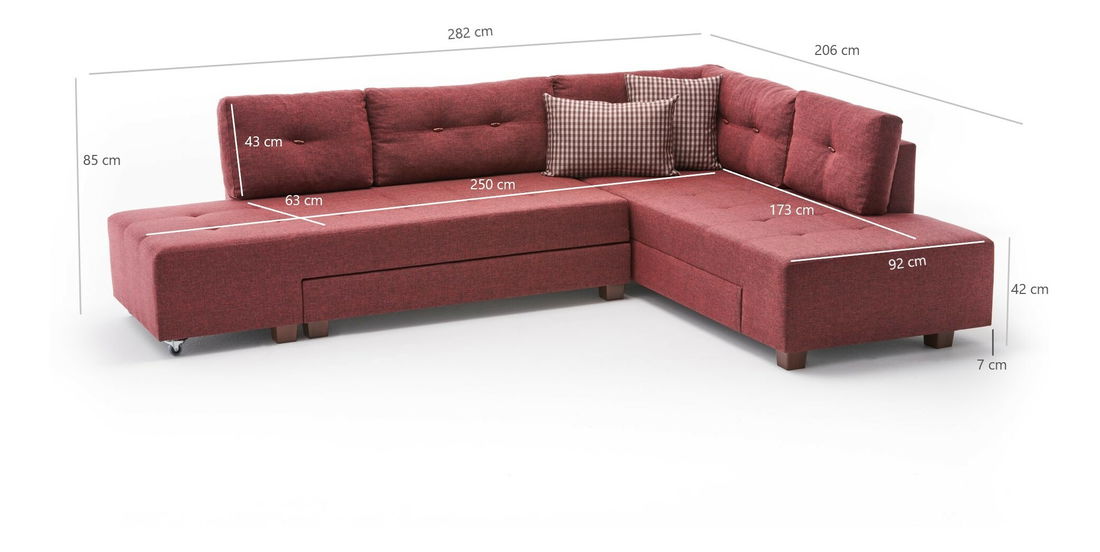 Rohová sedacia súprava Madagascar (P) (Červená)