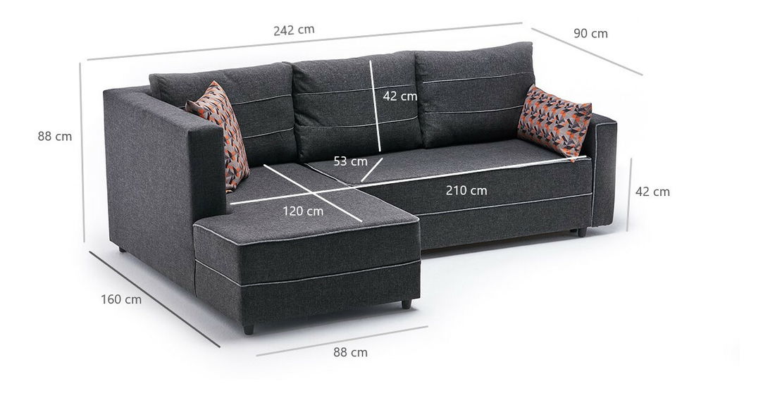 Sarokkanapé Emilie (B) (antracit)