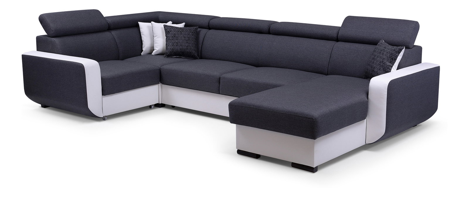 Rohová sedačka Istar U (tmavosivá + biela) (L)