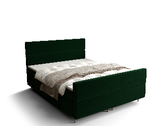 Manželská posteľ  Boxspring 160 cm Flu plus (tmavozelená) (s matracom a úložným priestorom)