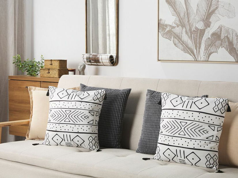 Sada 2 ozdobných vankúšov 45 x 45 cm Schel (biela)