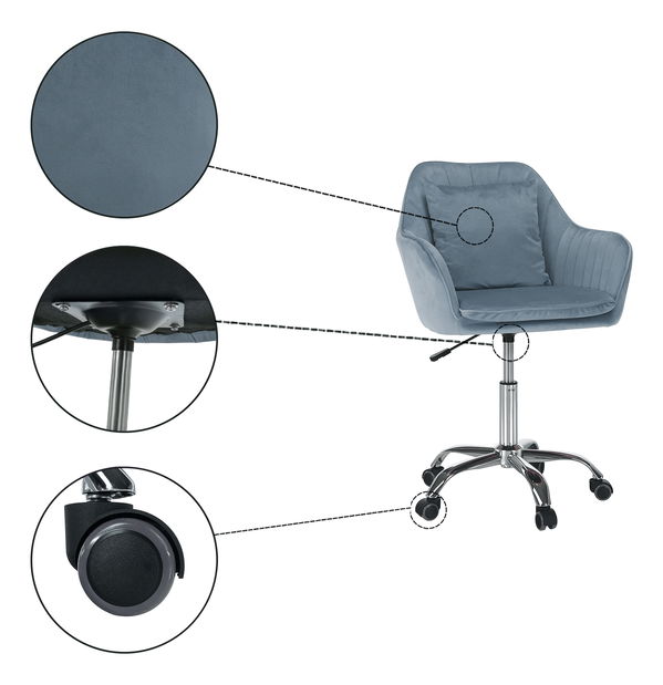 Uredska fotelja Siegen (plava + krom)