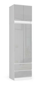 Šatníková skriňa Slots (biela + lesk kovový) (s nadstavbou)