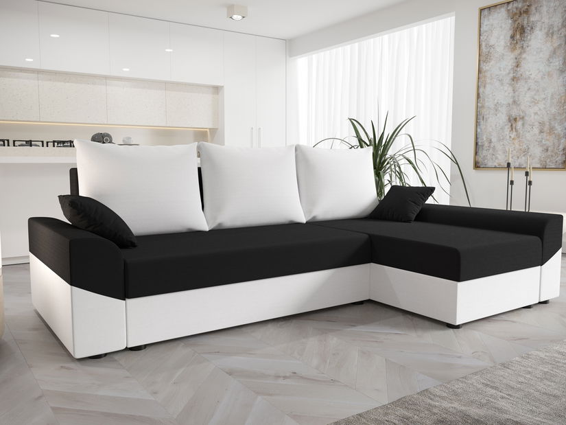 Kutna garnitura Dusk L (bijela + crna) (D)