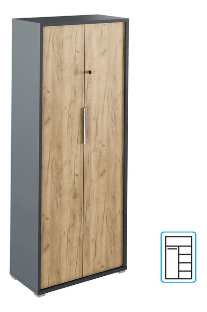 Dulap de birou cu lacăt Hamila NEW TYP 31 (grafit + stejar artisan)