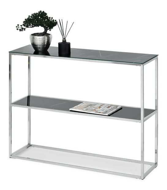 Konzolasztal Bella Kons Bis (fekete márvány + króm)