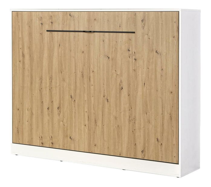 Sklápacia posteľ 140 Perfecto II (biela + dub + čierna) (horizontálna) (bez osvetlenia)