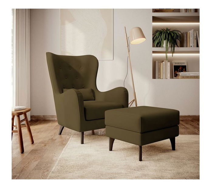 Fotoliu cu suport picioare Calimero II (măslin + wenge)