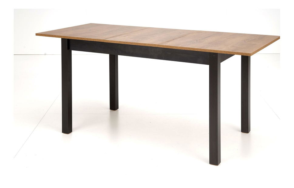 Masă de sufragerie extensibilă Tentempies (stejar artisan + negru) (pentru 4-6 persoane)