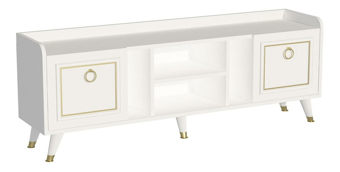 TV stolík/skrinka Lipoma 7 (biela + zlatá) 