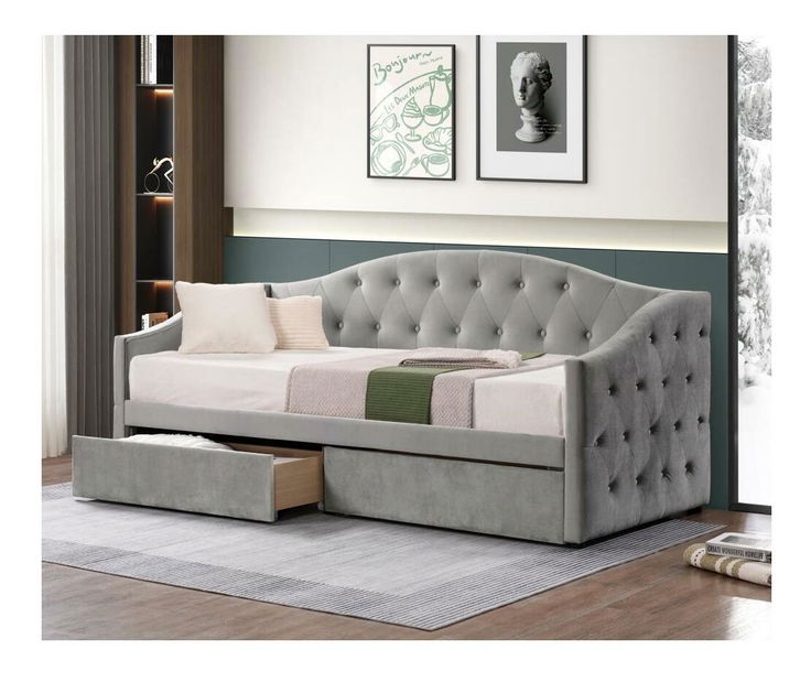 Jednostruki krevet (ležaj) 90 cm Zonas (siva) (sa podnicom) (sa prostorom za odlaganje)