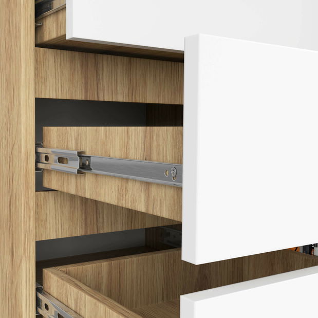 Comodă Kirmair (stejar artisan + alb)