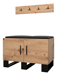 Set mobilier pentru hol Amanda 21 (Stejar artisan + Negru)