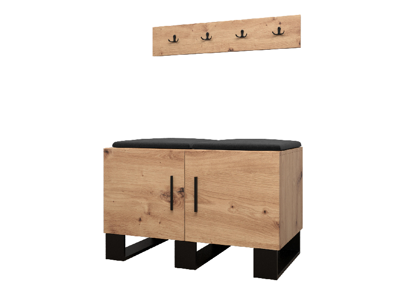 Set mobilier pentru hol Amanda 21 (Stejar artisan + Negru)