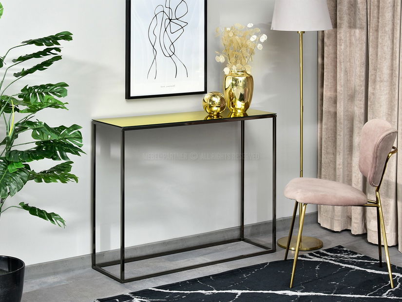 Konzolový stolík Bella Kons (zlatá + čierna)
