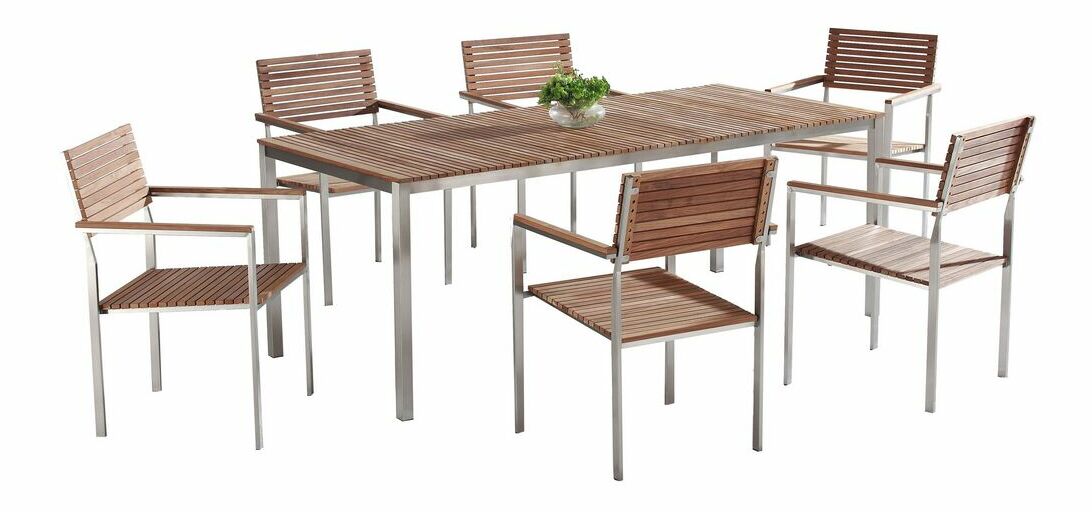 Záhradná jedálenská sada Veneto (svetlé drevo)