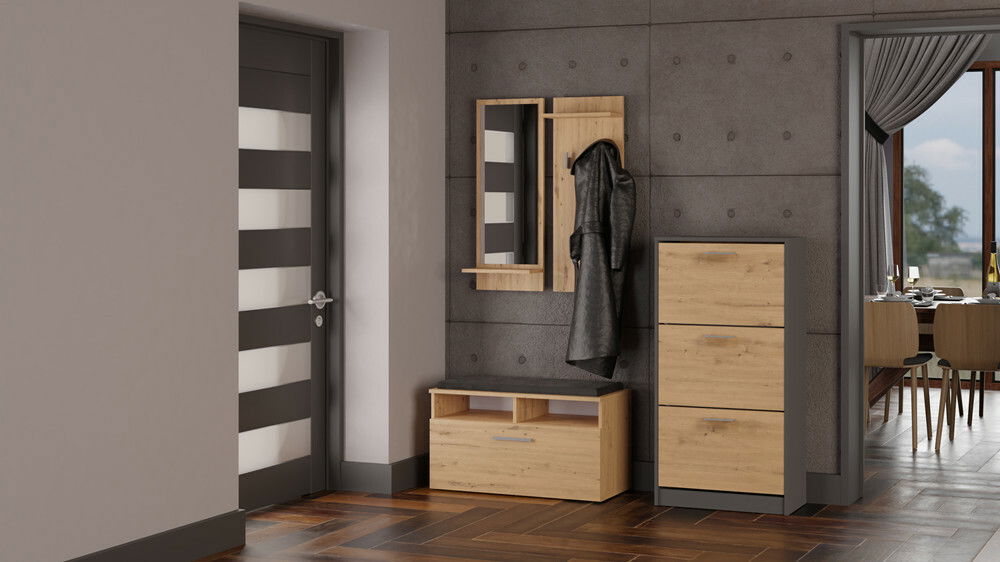 Botník (skrinka na topánky) Permanente 1 (antracit + dub artisan)