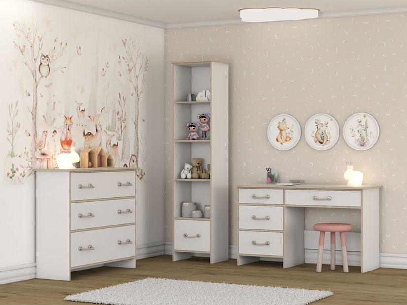 Pat de o persoană 90 cm Klaudia 36 (Alb + stejar sonoma)