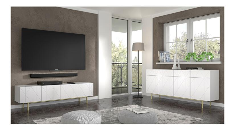 Mobilier living Koira 1 (alb mat + auriu)