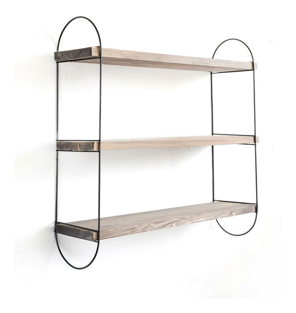 Raft decorativ de perete Duvelo 4 (Nuc + negru) 