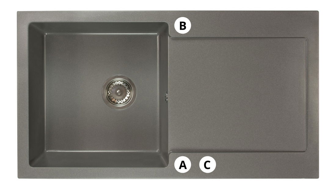 Chiuvetă de bucătărie Adaxa (negru) (cu 3 orificii pentru robinet) (D)