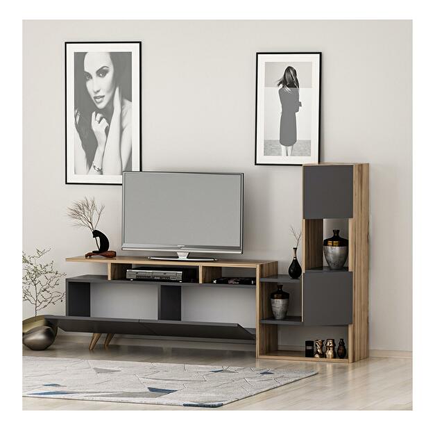 Mobilier living Patovi 2 (Nuc + antracit) 