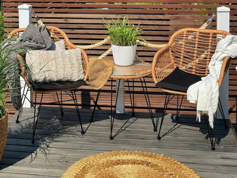 Set mobilier de grădină Tropico (natural) (cu perne) (pentru 2 persoane)