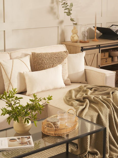 Sada 2 ozdobných vankúšov 30 x 50 cm Helikop (biela)