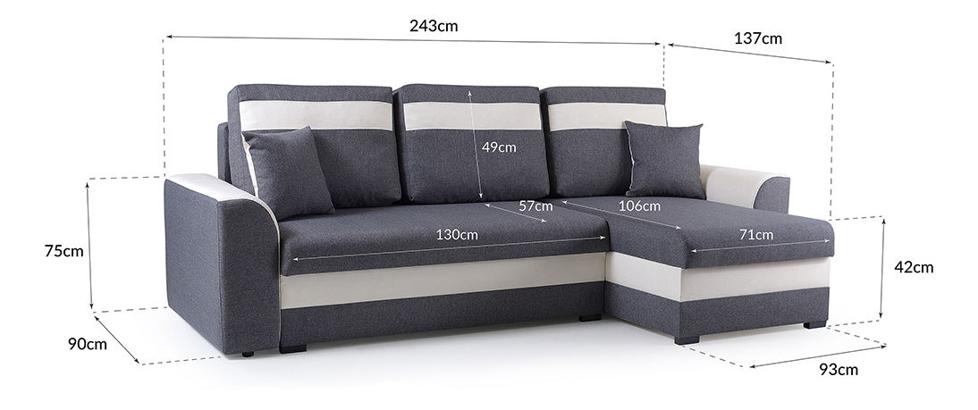 Rohová sedačka Maxtom (sivá + biela) (P)